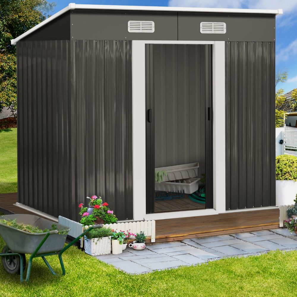 FORESTWEST 668, 8‘ x 4’ Galvanized Steel Outdoor Garden Storage Tool Shed