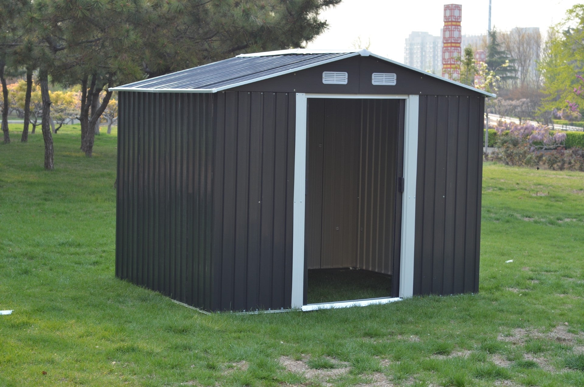 FORESTWEST 669, 8‘ x 6’ Galvanized Steel Outdoor Garden Storage Tool Shed