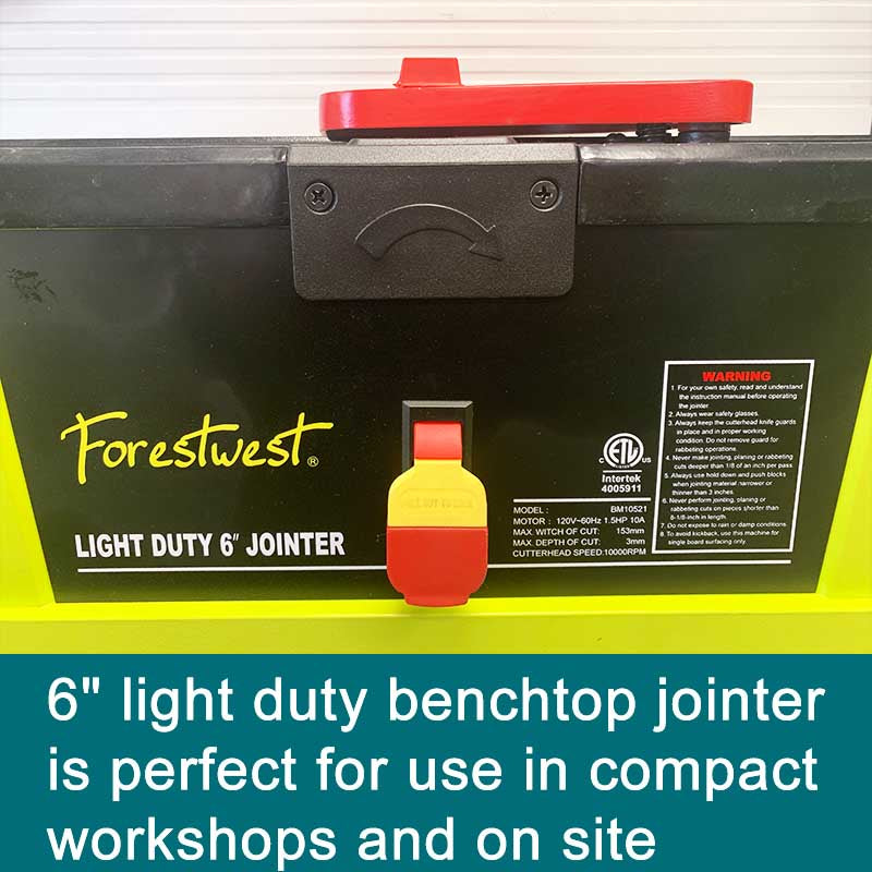 6" 1.5HP Wood Jointer with Thickness Indicator, FORESTWEST BM10521 - Forestwest