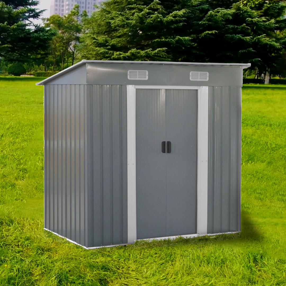 FORESTWEST 667, 6‘ x 4’ Galvanized Steel Outdoor Garden Storage Tool Shed