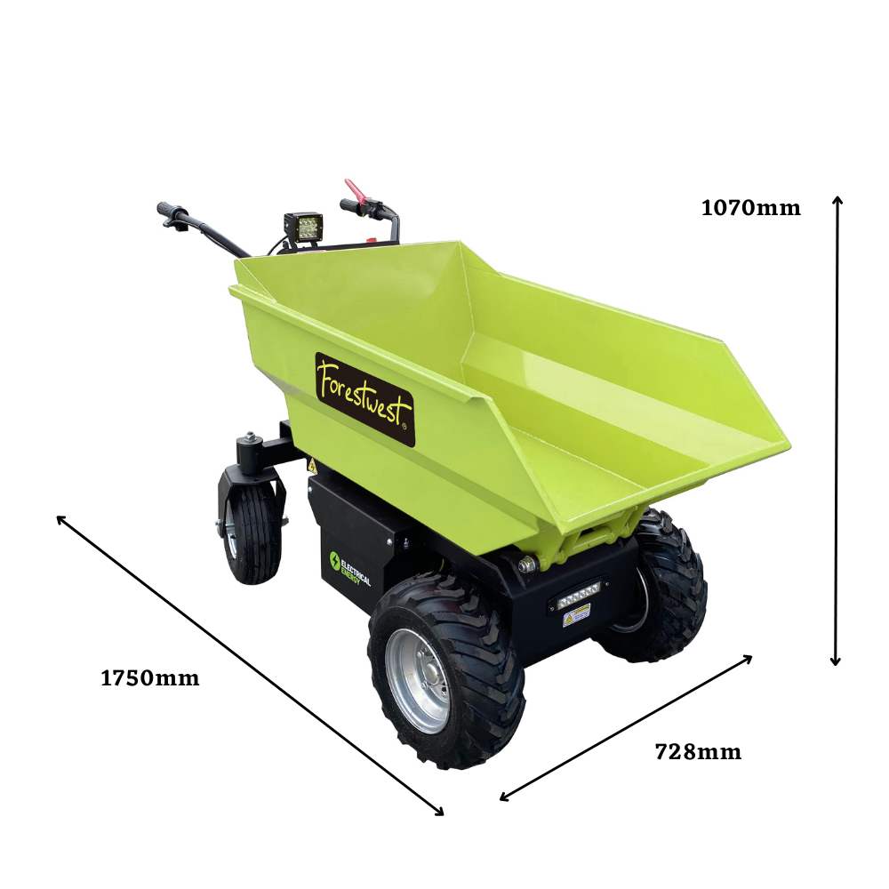 500KG Electric Wheelbarrow, 1000W Battery Mini Dumper Hydraulic Tip BM11098 - Forestwest