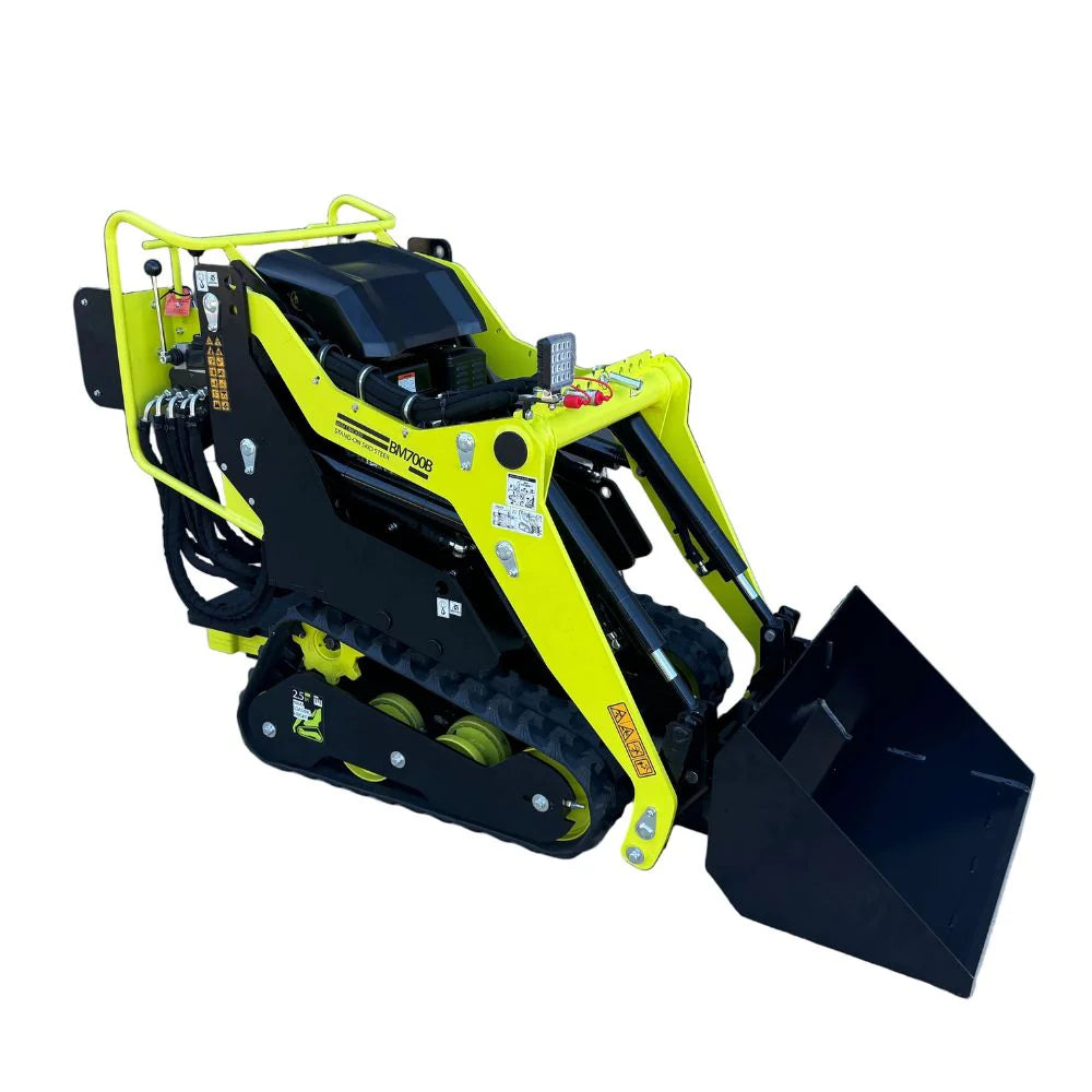 Chargeuse compacte sur chenilles Forestwest BM700B avec godet de 80 L