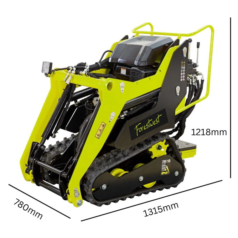 Chargeuse compacte sur chenilles Forestwest BM700B avec godet de 80 L