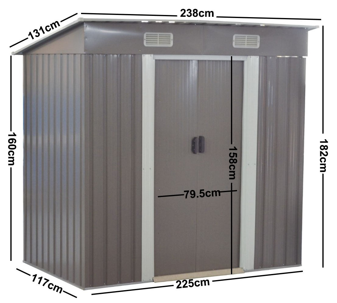 FORESTWEST 668, 8‘ x 4’ Galvanized Steel Outdoor Garden Storage Tool Shed - Forestwest