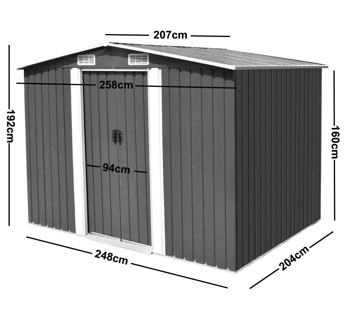 FORESTWEST 669, 8‘ x 6’ Galvanized Steel Outdoor Garden Storage Tool Shed - Forestwest