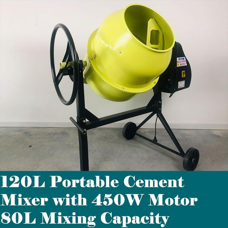 120L Portable Cement Mixer, 450W Electric Concrete Mixer BM692 - Forestwest
