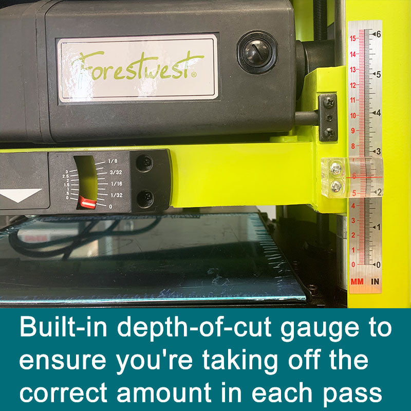 13" Benchtop Wood Planer, 2HP with Thickness Indicator, FORESTWEST BM10507 - Forestwest