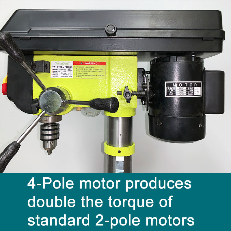 10" Bench Drill Press with LED Light and Laser, FORESTWEST BM20136 - Forestwest