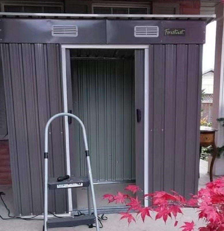 FORESTWEST 667, 6‘ x 4’ Galvanized Steel Outdoor Garden Storage Tool Shed - Forestwest